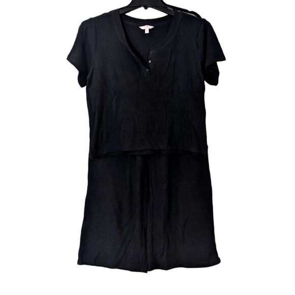 Secret Treasures Women S 4-6 Black Pajama Short Sleeve Top Pants Pockets Buttons - Picture 1 of 12